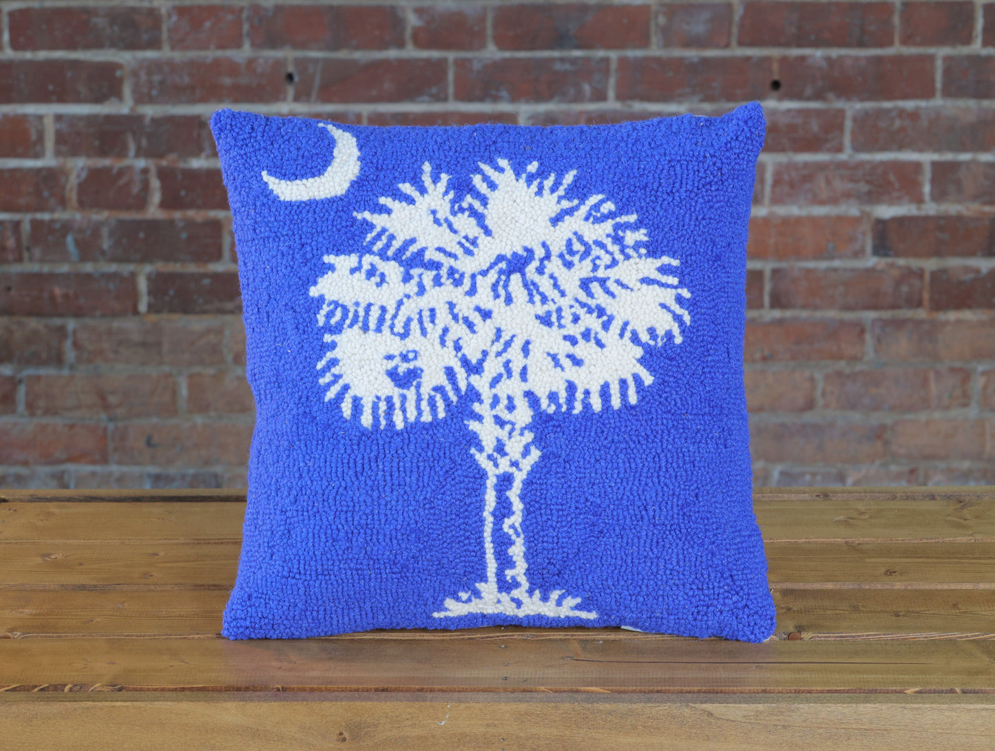 Blue and White Palmetto Hook Pillow
