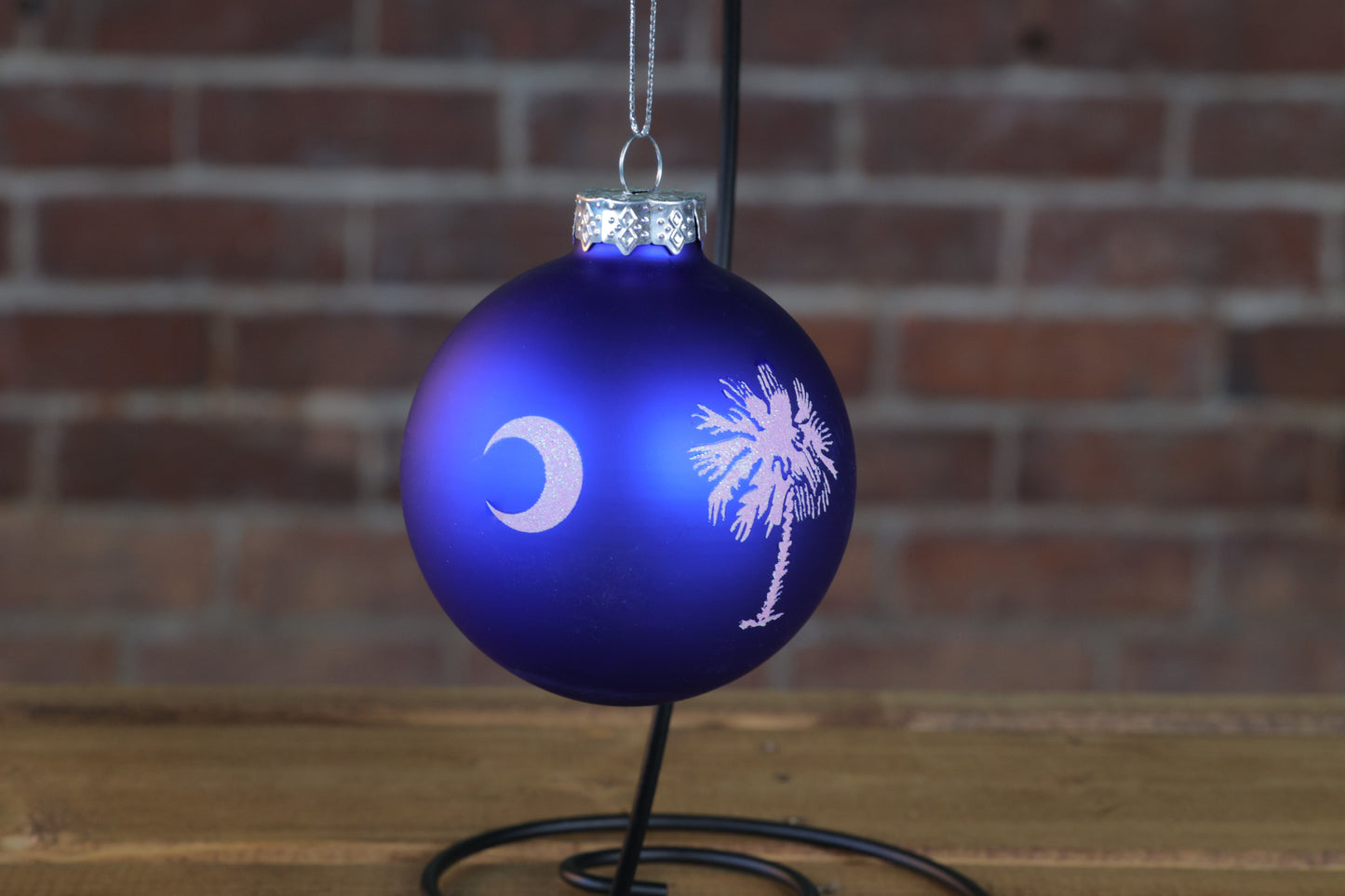 Blue and White Round Ornament with Palmetto