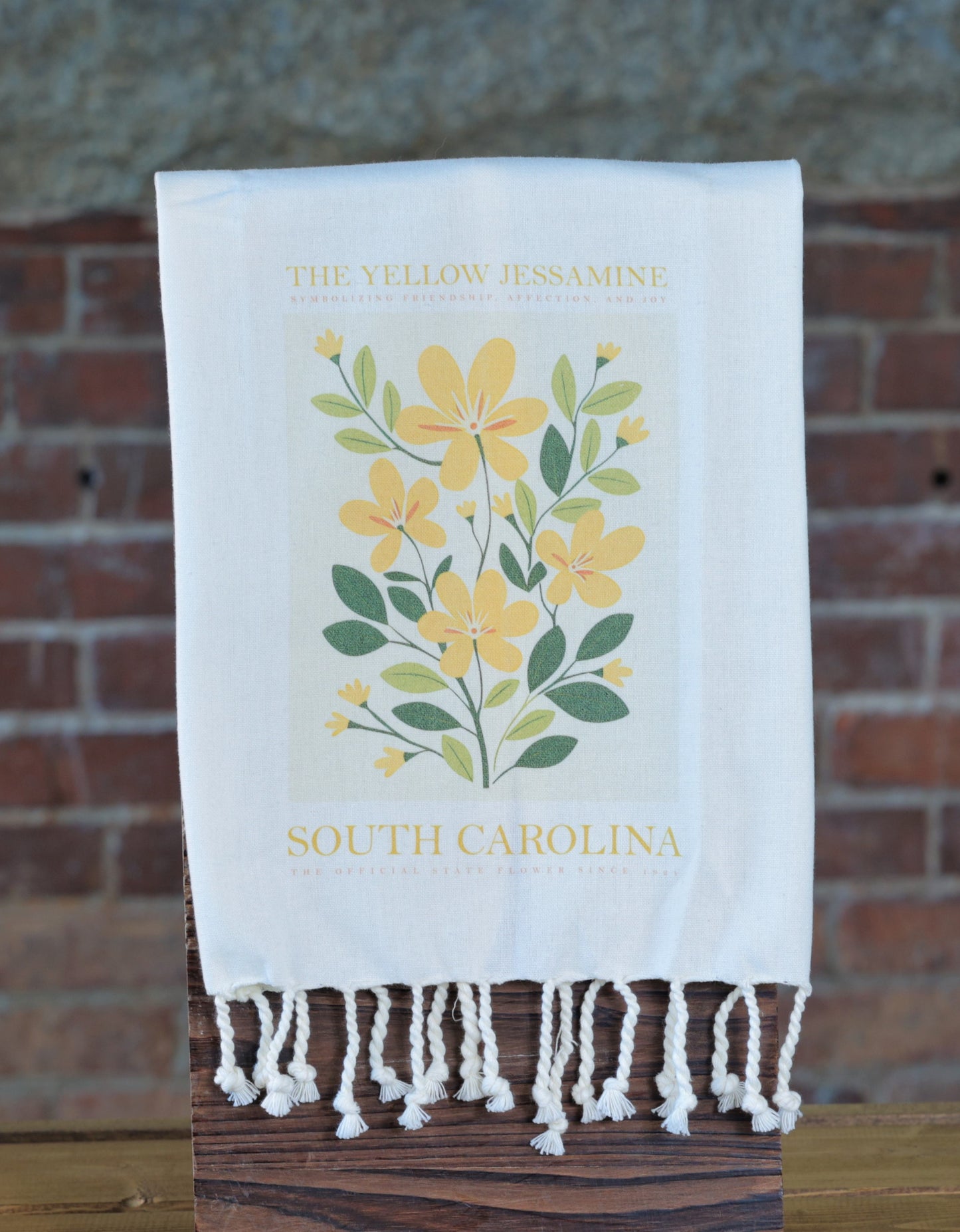 Yellow Jessamine Fringe Kitchen Towel