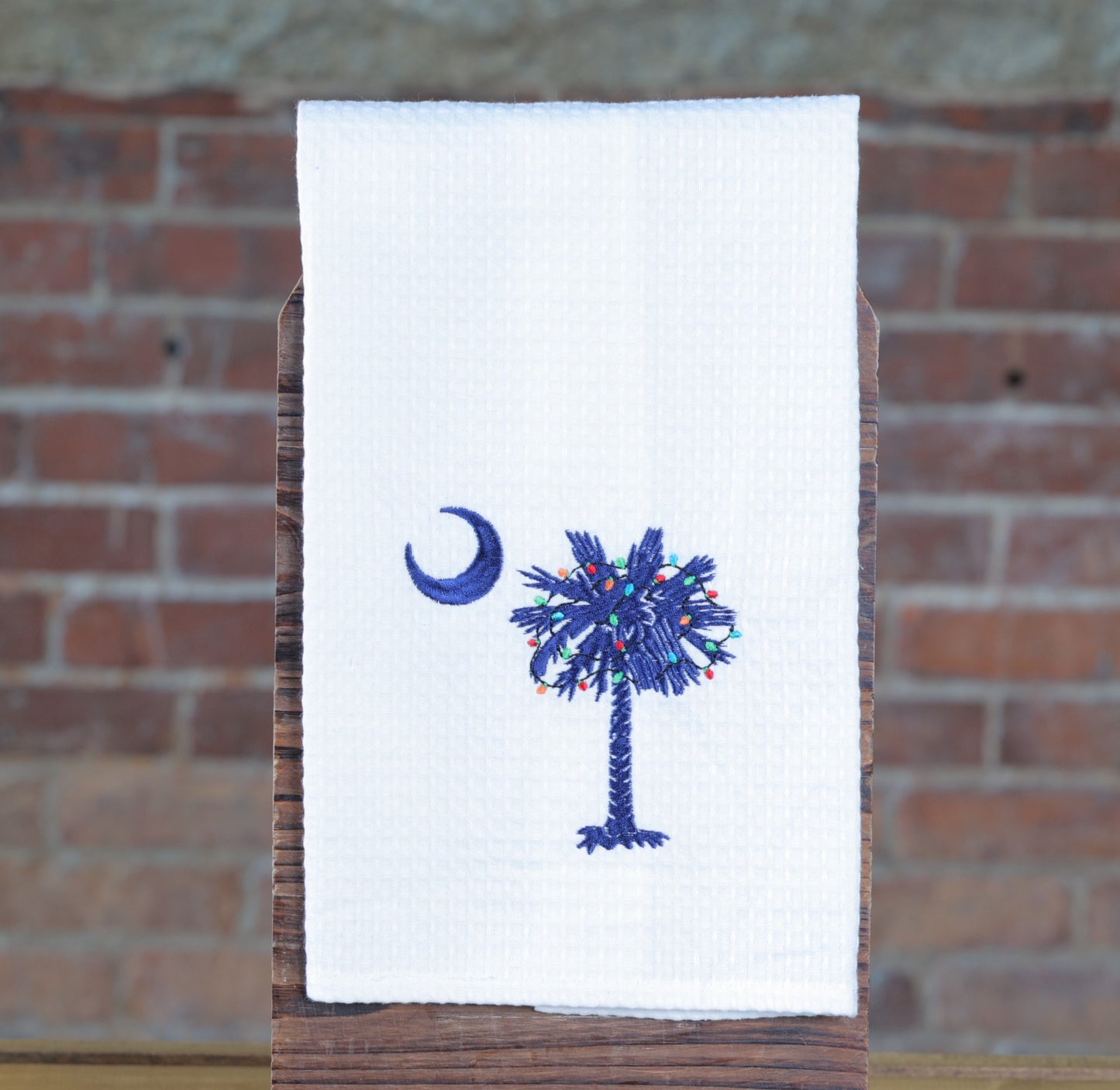 Palmetto with Holiday Lights Kitchen Towel