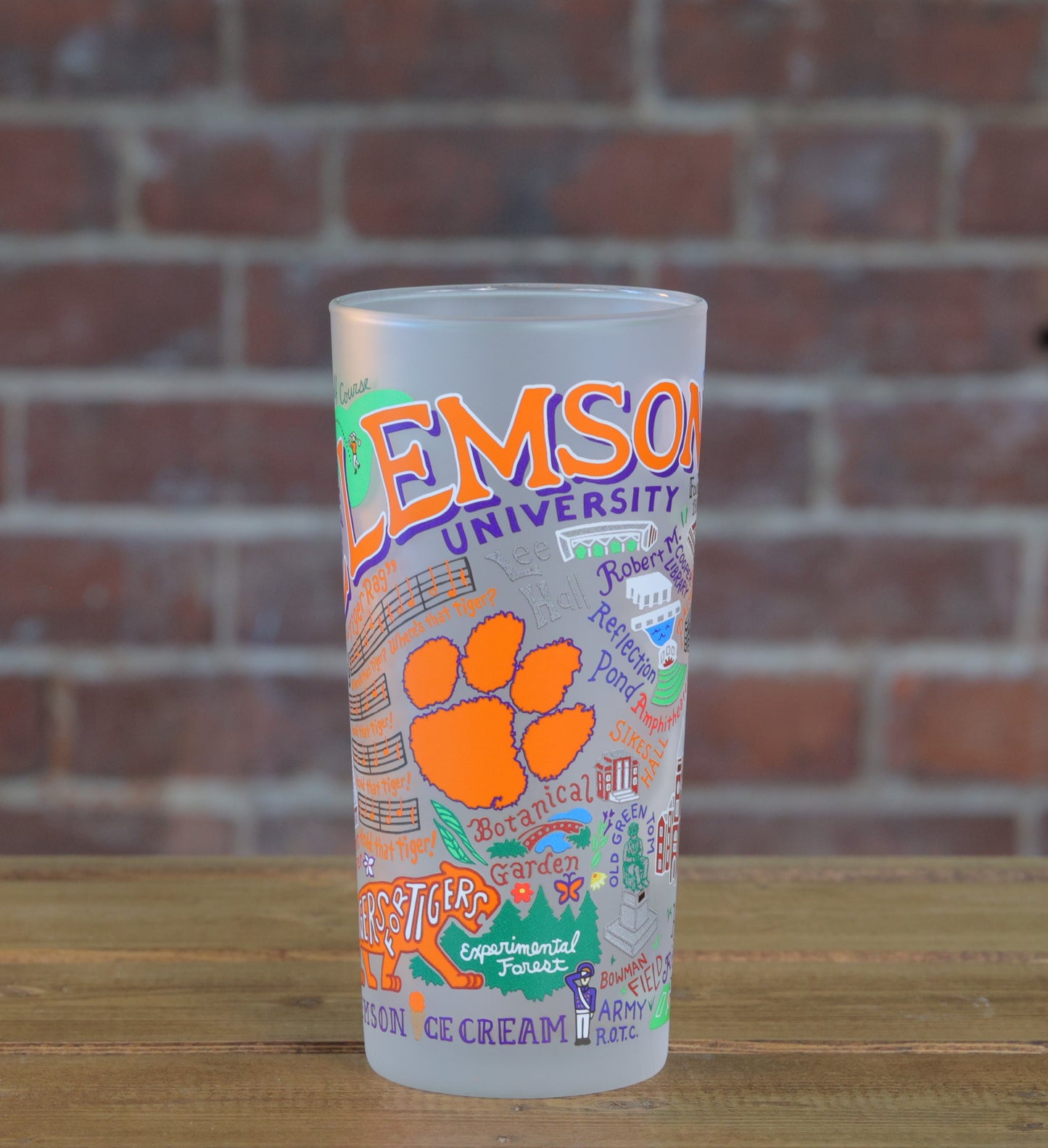 Clemson Icons Frosted Glass