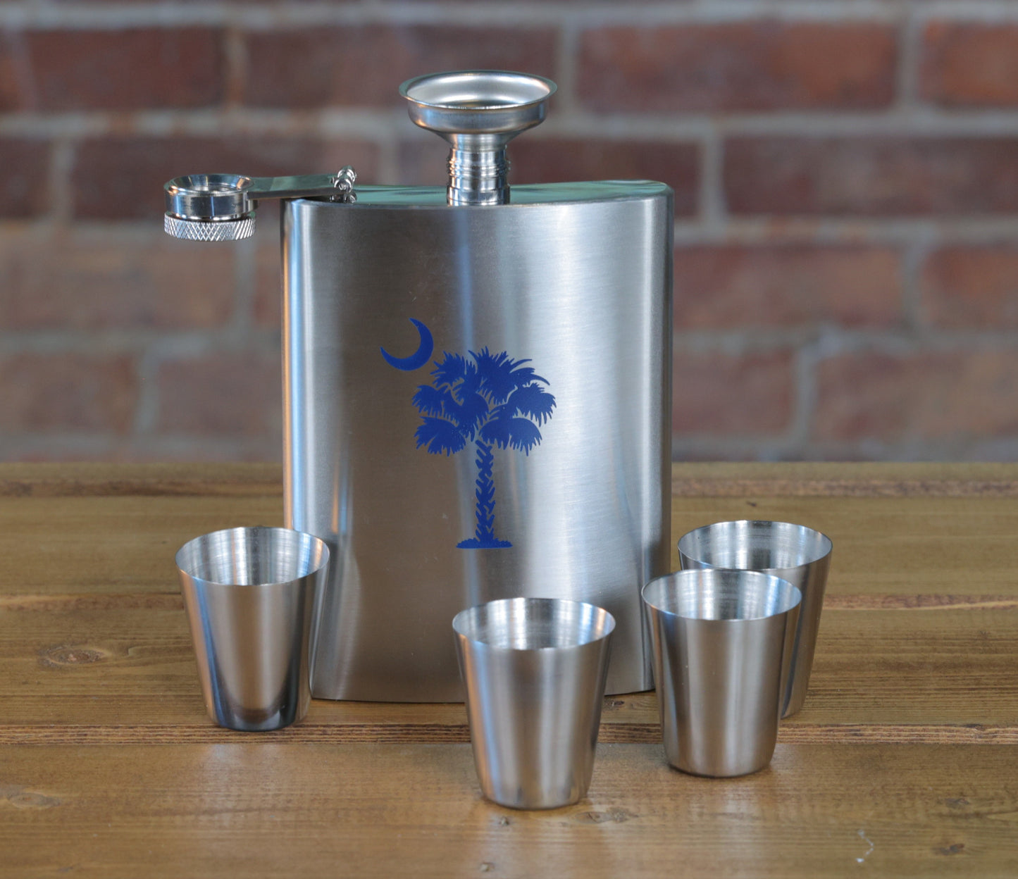 Palmetto and Crescent Flask Set